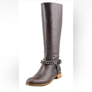 Coach Mabel Women's Dark Smoke Brown Leather Round Toe Mid Calf Riding Boots 9.5